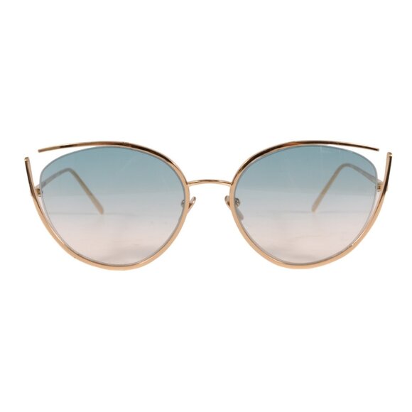 Lunettes De Soleil Linda Farrow LFL369 C2 - Monture 18K Noire - Verres Bruns - Neuf Avec étiquettes